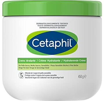 Cetaphil Crema Idratante Viso e Corpo, per Pelle Secca, Sensibile e Danneggiata, Idrata Fino a 48 Ore, Formula Arricchita, Senza Profumo, Formato 450g