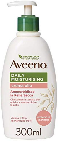 Aveeno Daily Moisturizing Crema Olio, Crema corpo idratante con Olio di Mandorle Dolci e Avena, Crema corpo nutriente, Crema corpo idratante pelle secca e sensibile, 300 ml