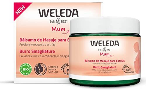 WELEDA Burro Smagliature, previene e riduce l'aspetto delle smagliature, con centella asiatica, burro di karité e di cacao bio, sviluppato con farmacisti e ostetriche (1x150 ml)