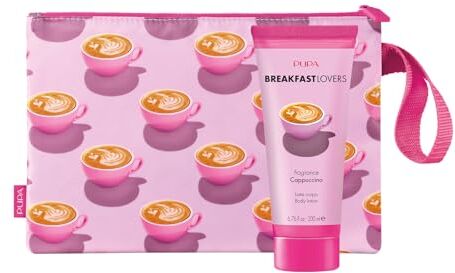 Pupa set bagno cappuccino latte corpo 200ml e pochette, breakfast lovers collection