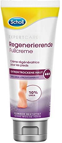 Scholl Expertcare Crema intensiva rigenerante per piedi con urea al 10% per pelli molto secche e screpolate, con urea e provitamina B5, tollerabilità cutanea dermatologicamente testata, 75 ml