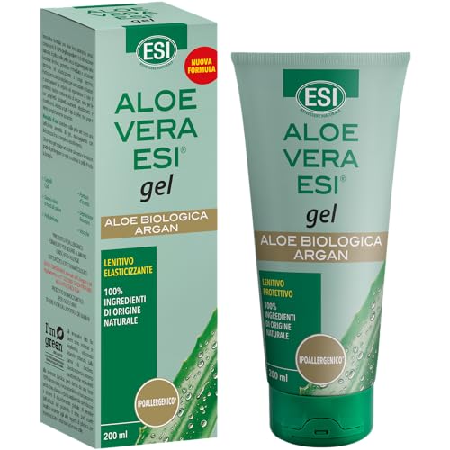 ESI Aloe Vera Gel Puro, Idrata e Protegge la Pelle Secca o Arrossata in Seguito a Esposizione al Sole, Adatto a Tutti i Tipi di Pelle, 200 ml