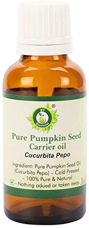 R V Essential Olio di semi di zucca puro Carrier- 15ml (0.507oz) Cucurbita Pepo (100% Pressato a Freddo Puro e naturale) Pure Pumpkin Seed Carrier Oil