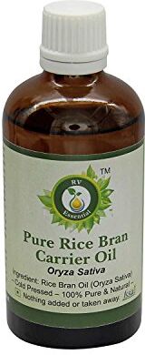 R V Essential Puro Crusca di Riso Vettore Olio 50ml (1.69oz)- Oryza Sativa (100% Pressato a Freddo Puro e naturale) Pure Rice Bran Carrier Oil