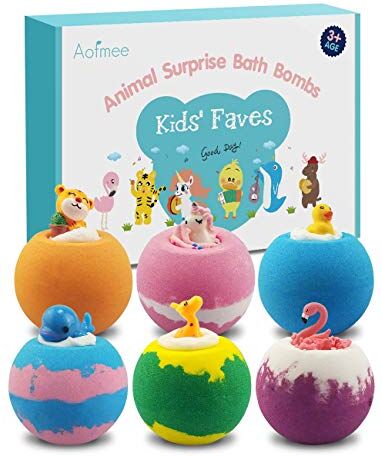 Aofmee Bombe da Bagno Bambini, Bomba da Bagno Effervescenti con Sorpresa, Karitè e Burro di Cacao Idratanti, Fatto a Mano, Compleanno Pasqua Regali di Natale Idee Regalo per Donne, Ragazze, Ragazzi