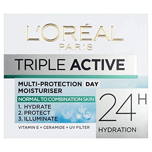 L'Oréal L'Oreal Paris Triple Active Day Crema idratante per pelle secca e sensibile, 50 ml