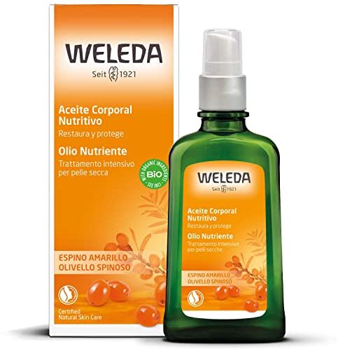 WELEDA Olio Nutriente Olivello Spinoso, stimola la naturale rigenerazione cellulare e dona morbidezza ed elasticità a pelli secche e spente (1X100 ml)