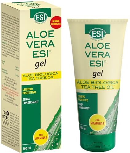 ESI Aloe Vera Gel, con Tea Tree Oil e Vitamina E, Idrata e Lenisce la Pelle Secca o Arrossata in Seguito a Esposizione al Sole, Adatto a Tutti i Tipi di Pelle, 200 ml