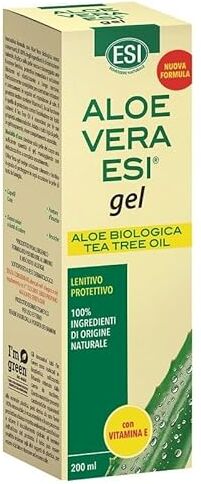 ESI Aloe Vera Gel con Vitamina E + Tea Tree Oil Lenitivo e Protettivo, 200ml