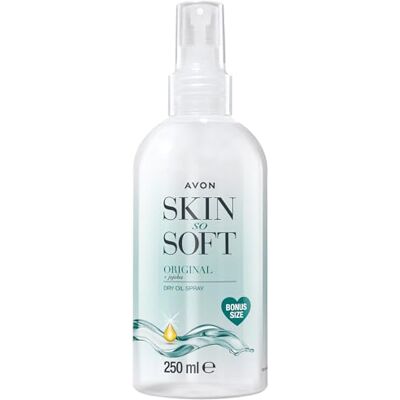 AVON Skin So Soft Dry Oil Spray 250 ml, trattiene l'umidità, formulato con olio di jojoba e vitamina E, formula ad asciugatura rapida, cruelty free AVON Skin So Soft Dry Oil Spray 250 ml, trattiene l'umidità, formulato con olio di jojoba e vitamina E, formula ad asciugatura rapida, cruelty free