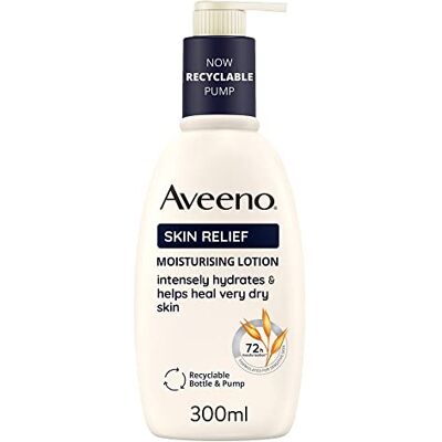 Aveeno Skin Relief Crema Corpo Idratante Senza Profumo, Body lotion 72h testata dai dermatologi con Triplo Complesso di Avena e Burro di Karité, Crema corpo idratante pelle secca e sensibile, 300 ml Aveeno Skin Relief Crema Corpo Idratante Senza Profumo, Body lotion 72h testata dai dermatologi con Triplo Complesso di Avena e Burro di Karité, Crema corpo idratante pelle secca e sensibile, 300 ml