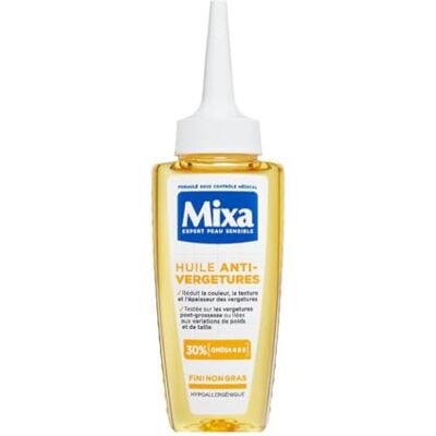 Mixa Olio anti-smagliature 30% di Omega 6 & 9 Riduce il colore, la consistenza e lo spessore delle smagliature post-gravidanza o variazioni di peso e dimensione 100 ml Mixa Olio anti-smagliature 30% di Omega 6 & 9 Riduce il colore, la consistenza e lo spessore delle smagliature post-gravidanza o variazioni di peso e dimensione 100 ml