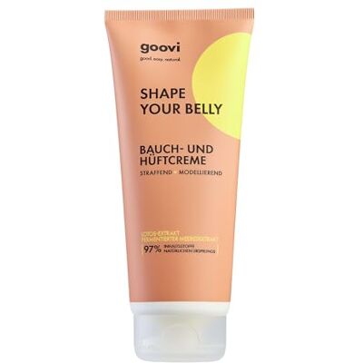 Goovi Shape Your Belly Belly & Hips Cream Crema per il corpo rassodante per pancia, fianchi e braccia, ingredienti naturali al 97%, 200 ml Goovi Shape Your Belly Belly & Hips Cream Crema per il corpo rassodante per pancia, fianchi e braccia, ingredienti naturali al 97%, 200 ml