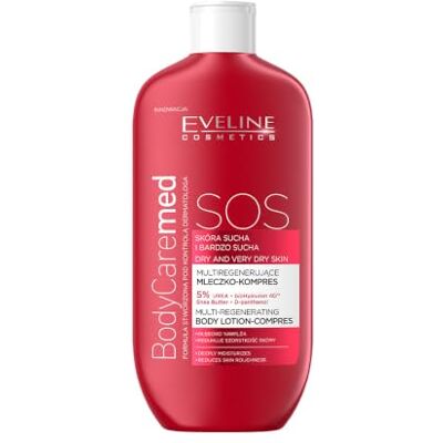 EVELINE COSMETICS BodyCare Med+ Advanced Multi-Rigenerating Body Milk Compress per pelli molto secche, trattamento idratante intensivo con bioHyaluron 4D™, urea e burro di karitè, BodyCare MED+, 350 EVELINE COSMETICS BodyCare Med+ Advanced Multi-Rigenerating Body Milk Compress per pelli molto secche, trattamento idratante intensivo con bioHyaluron 4D™, urea e burro di karitè, BodyCare MED+, 350