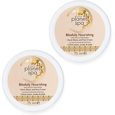 AVON Planet Spa, crema nutriente per mani, gomiti e piedi, con crema di karitè africana, confezione da 2 AVON Planet Spa, crema nutriente per mani, gomiti e piedi, con crema di karitè africana, confezione da 2
