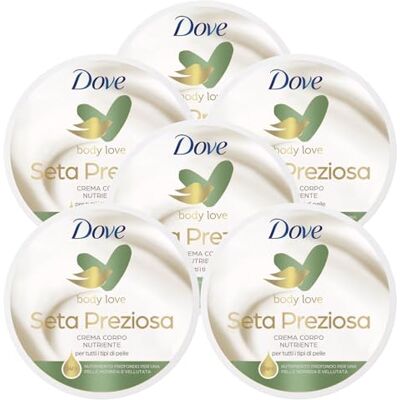 Dove 6x Nourishing Body Care Seta Preziosa NutriDuo Crema Corpo Nutriente per Tutti i Tipi di Pelle 6 Barattoli da 300ml Dove 6x Nourishing Body Care Seta Preziosa NutriDuo Crema Corpo Nutriente per Tutti i Tipi di Pelle 6 Barattoli da 300ml