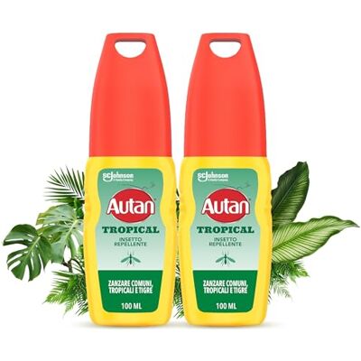 Autan Tropical Vapo, Spray Antizanzare, Repellente Zanzare Azione Protettiva Duratura, Fino a 8h di protezione, Adatto a viaggi in luoghi tropicali, Efficace contro Virus West Nile, 2 Conf. da 100ml Autan Tropical Vapo, Spray Antizanzare, Repellente Zanzare Azione Protettiva Duratura, Fino a 8h di protezione, Adatto a viaggi in luoghi tropicali, Efficace contro Virus West Nile, 2 Conf. da 100ml