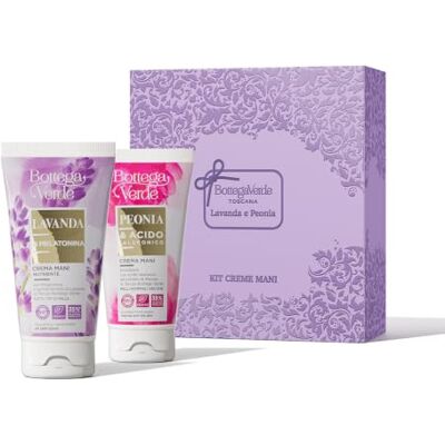 Bottega Verde Kit Regalo con 2 Creme Mani da 75ml, Peonia e Lavanda Crema Mani con Peonia e Acido Ialuronico e Crema Mani con Lavanda e Melatonina, Azione Nutriente e Emolliente, Idea Regalo Bottega Verde Kit Regalo con 2 Creme Mani da 75ml, Peonia e Lavanda Crema Mani con Peonia e Acido Ialuronico e Crema Mani con Lavanda e Melatonina, Azione Nutriente e Emolliente, Idea Regalo
