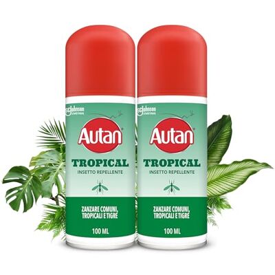 Autan Tropical Spray Secco, Spray Antizanzare Forte, Repellente Zanzare Azione Protettiva Duratura, Fino a 8h protezione, per Viaggi in Luoghi Tropicali, Efficace per Virus West Nile, 2 Conf da 100 ml Autan Tropical Spray Secco, Spray Antizanzare Forte, Repellente Zanzare Azione Protettiva Duratura, Fino a 8h protezione, per Viaggi in Luoghi Tropicali, Efficace per Virus West Nile, 2 Conf da 100 ml