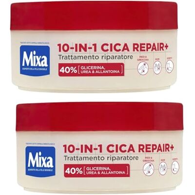 Mixa 10-IN-1 Cica Repair Crema Riparatrice Intensiva per Mani, Piedi, Ginocchia e Gomiti, Pelle Screpolata e Ruvida, 150 ml (2) Mixa 10-IN-1 Cica Repair Crema Riparatrice Intensiva per Mani, Piedi, Ginocchia e Gomiti, Pelle Screpolata e Ruvida, 150 ml (2)