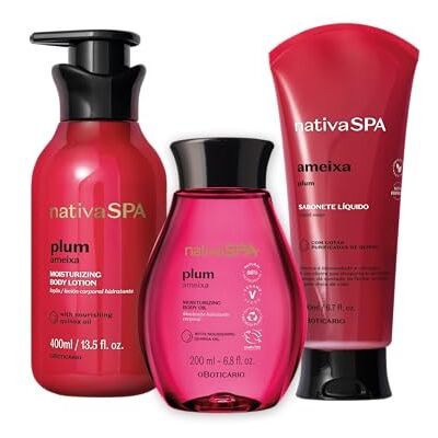 O Boticário Nativa SPA Prugna Set Regalo Cura della Pelle con 3 Prodotti Crema Idratante Corpo 400ml, Olio Corpo Profumato 200ml e Gel Doccia e Bagno 200g O Boticário Nativa SPA Prugna Set Regalo Cura della Pelle con 3 Prodotti Crema Idratante Corpo 400ml, Olio Corpo Profumato 200ml e Gel Doccia e Bagno 200g