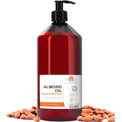 B.O.T cosmetic & wellness Olio di Mandorle Biologico, Estratto a Freddo Puro, Naturale, Ideale per Massaggi, Capelli, Ciglia, Idratazione della Pelle, Mani, Unghie, Viso, Smagliature in Gravidanza 1000 ml B.O.T cosmetic & wellness Olio di Mandorle Biologico, Estratto a Freddo Puro, Naturale, Ideale per Massaggi, Capelli, Ciglia, Idratazione della Pelle, Mani, Unghie, Viso, Smagliature in Gravidanza 1000 ml