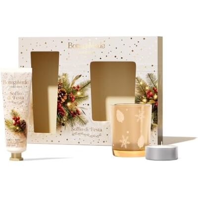 Bottega Verde Set Regalo Soffio di Festa, Crema Mani e Candela in Vetro Confezione Regalo con Crema Mani 30 ml con note di Latte Caldo e Fiori di Cotone e Bicchiere con Candela, Idea Regalo Bottega Verde Set Regalo Soffio di Festa, Crema Mani e Candela in Vetro Confezione Regalo con Crema Mani 30 ml con note di Latte Caldo e Fiori di Cotone e Bicchiere con Candela, Idea Regalo