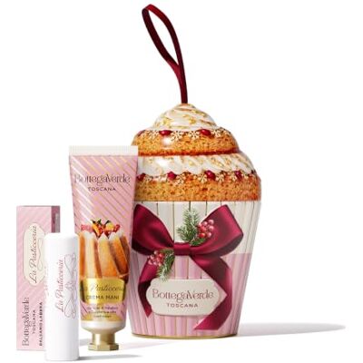 Bottega Verde Set Regalo La Pasticceria, Crema Mani e Balsamo Labbra Confezione a Forma di Cupcake con Crema Mani 30 ml e Balsamo Labbra, note di Pandoro e Zucchero a Velo Bottega Verde Set Regalo La Pasticceria, Crema Mani e Balsamo Labbra Confezione a Forma di Cupcake con Crema Mani 30 ml e Balsamo Labbra, note di Pandoro e Zucchero a Velo