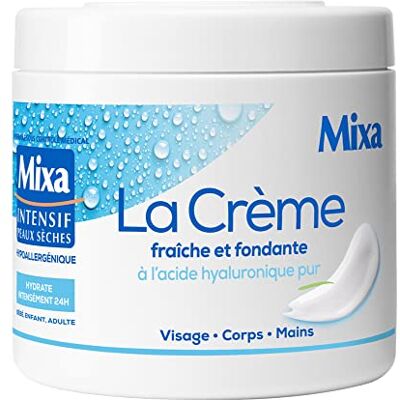 Mixa Intensive Peaux Secche La crema fresca e fondente all'acido ialuronico puro, multiuso, viso, corpo, mani, piedi, idratazione 24 ore, penetrazione rapida, ipoallergenica Mixa Intensive Peaux Secche La crema fresca e fondente all'acido ialuronico puro, multiuso, viso, corpo, mani, piedi, idratazione 24 ore, penetrazione rapida, ipoallergenica