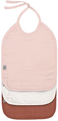 Lässig Bavaglino unisex Baby Muslin Terry Bib, Rosa polvere/milky/ruggine, Taglia unica