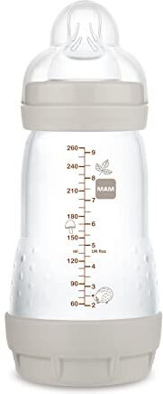 MAM Biberon Anticocoliche, 2-4 mesi, 260 ml, con tettarella a 2 flusso medio in silicone, facile da accettare, autosterilizzabile, facile da pulire, Easy Start Anti-Colic, Neutro opaco, confezione da