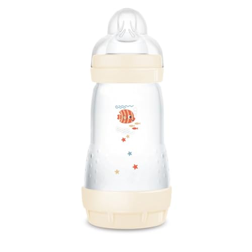 MAM Biberon Easy Start Anti-Colica 2+ mesi flusso medio (260 ml) cotone – Biberon per ridurre le coliche e il disagio del bambino – Biberon Baby compatibile con l'allattamento al seno