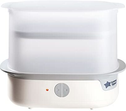 Tommee Tippee Sterilizzatore per biberon elettrico avanzato a vapore, elimina i virus* e il 99,9% dei batteri, ciclo di sterilizzazione di 5 minuti, bianco