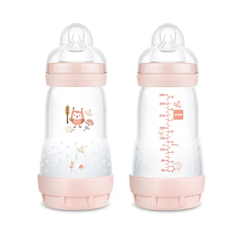 MAM Biberon Easy Start Anticolica, in Set da 2, con Tettarella in Silicone SkinSoftTM, 2+ Mesi, 260 ml, Rosa