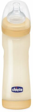 Chicco Biberon Gomito 250 ml, Senza BPA, Tettarella Silicone, Flusso Normale, 0M+