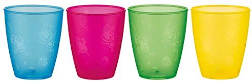 Nuby Set da 3 bicchieri plastica da 300ml Bicchieri in materiale antigraffio e anticaduta per bambini Senza BPA 4 pezzi 9+ mesi