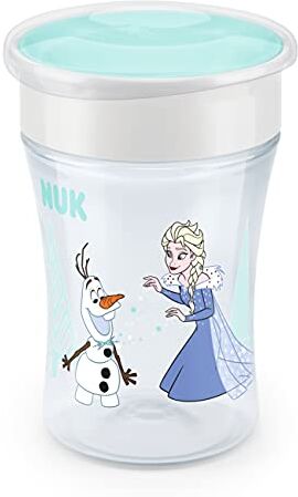 NUK Disney Frozen Magic Cup, 230 ml, bordo unico per bere in silicone, a partire da 8 mesi, senza BPA, 1 pezzo, Elsa & Olaf (argento)