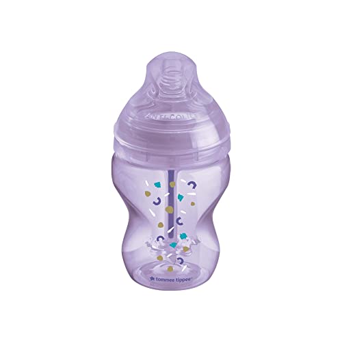 Tommee Tippee Biberon Anticolica, Tettarella Simile al Seno a Flusso Lento e Esclusivo Sistema di Ventilazione Anticolica, 260ml, Confezione da 1, Rosa