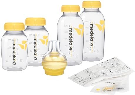 Medela Set per conservare e mangiare, biberon per latte materno, tettarella Calma, sacchetti per latte materno, senza BPA