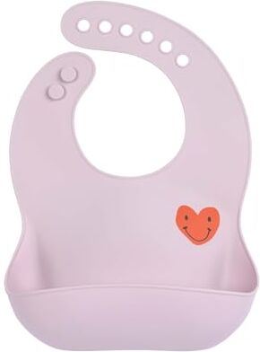 LÄSSIG Bavaglini in silicone per bambini con vaschetta di raccolta lavabile in lavastoviglie/Silicone Bib Happy Rascals Heart lavender