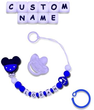 BuonBottega : Catenella Portaciuccio Personalizzabile Varie Clip Opzioni con Adattatore e Gancio,Adatta per Maschio/Femmina Regalo Perfetto Baby Shower (TOPOLINO)