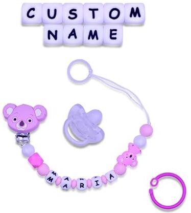 BuonBottega : Catenella Portaciuccio Personalizzabile Varie Clip Opzioni con Adattatore e Gancio,Adatta per Maschio/Femmina Regalo Perfetto Baby Shower (KOALA ROSA)