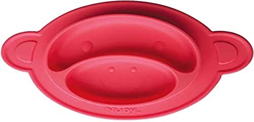 Nuby Nûby id9291 3red esslern piatto in silicone antiscivolo, colore rosso