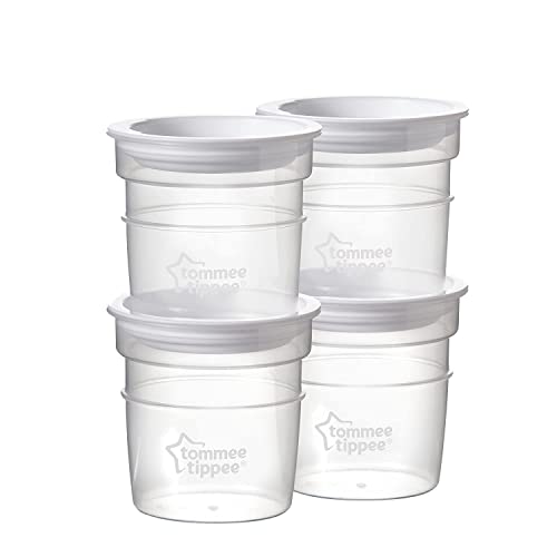 Tommee Tippee Closer to Nature Breast Milk Storage Pots with Lids, 60ml, Suitable for Fridge and Freezer, Pack of 4