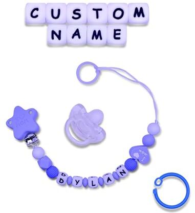 BuonBottega : Catenella Portaciuccio Personalizzabile Varie Clip Opzioni con Adattatore e Gancio,Adatta per Maschio/Femmina Regalo Perfetto Baby Shower (STELLA AZZURRA)