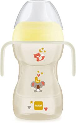 MAM Fun to Drink Cup Night, con Manici che si Illuminano al Buio e Beccuccio Rigido, 8+ Mesi, 270 ml, Neutro