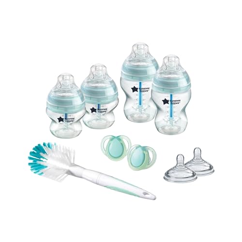 Tommee Tippee , Scatola Neonato Anticolica Avanzato, 4 biberon con 2 tettarelle a flusso medio, tubo di ventilazione anticolica