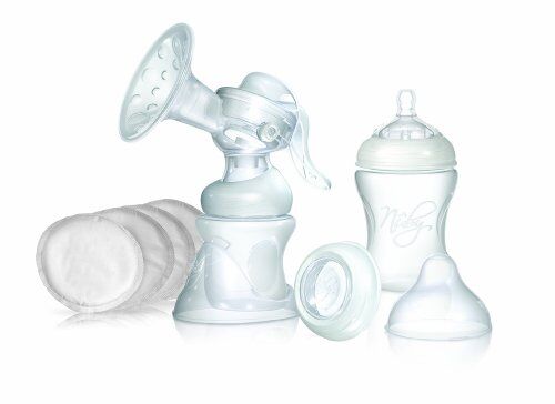 Nuby NT72035 Confezione da 1 tiralatte manuale, 1 biberon da 150 ml, 1 biberon da 240 ml, 1 coperchio, 12 coppette assorbilatte