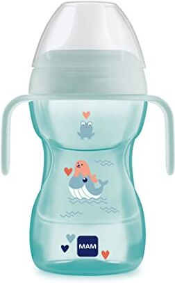 MAM Tazza Fun To Drink Cup con Manici e Beccuccio Rigido, 8+ Mesi, 270 ml, Azzurro