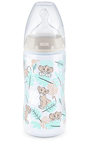 NUK Disney First Choice+ biberon   6-18 mesi   controllo della temperatura   anti coliche   300 ml   senza BPA   tettarella in silicone   re leone